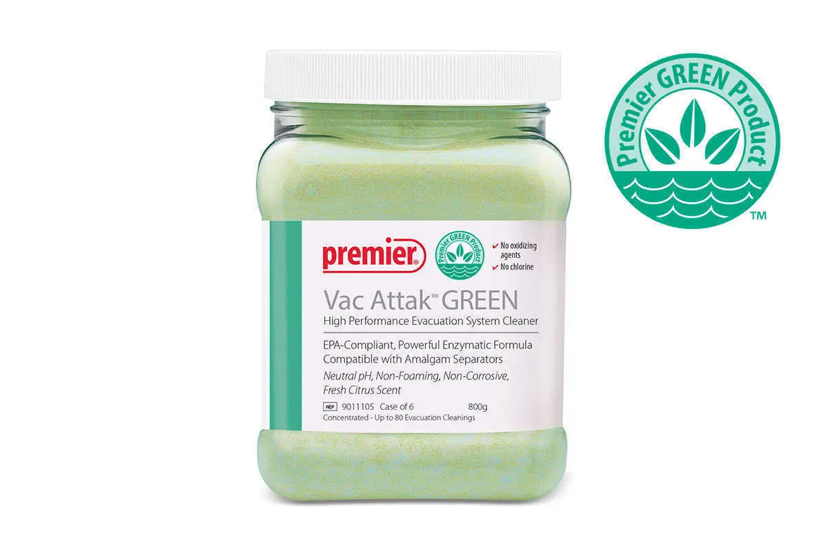 Premier Dental Vac Attak™ Green High-Performance Evacuation System Cleaner 6/Cs 1