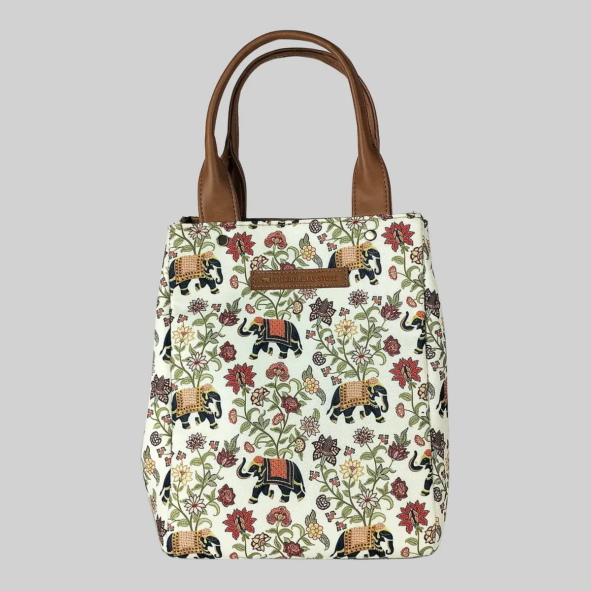 Elephant Floral Poly Canvas Lunch Bag 1