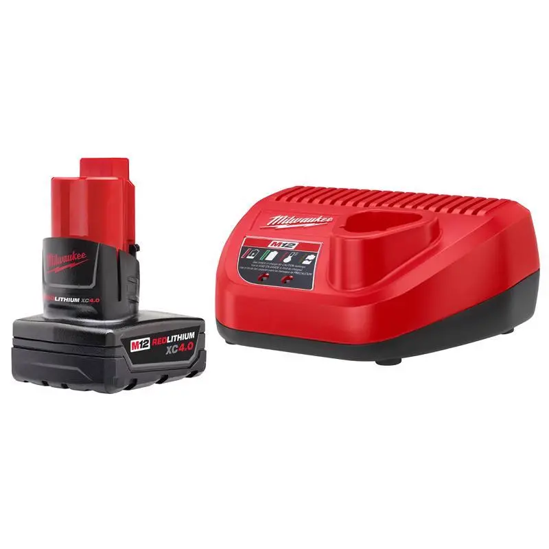Milwaukee M12 Redlithium Xc 4 Ah Lithium-Ion Battery And Charger Starter Kit 1