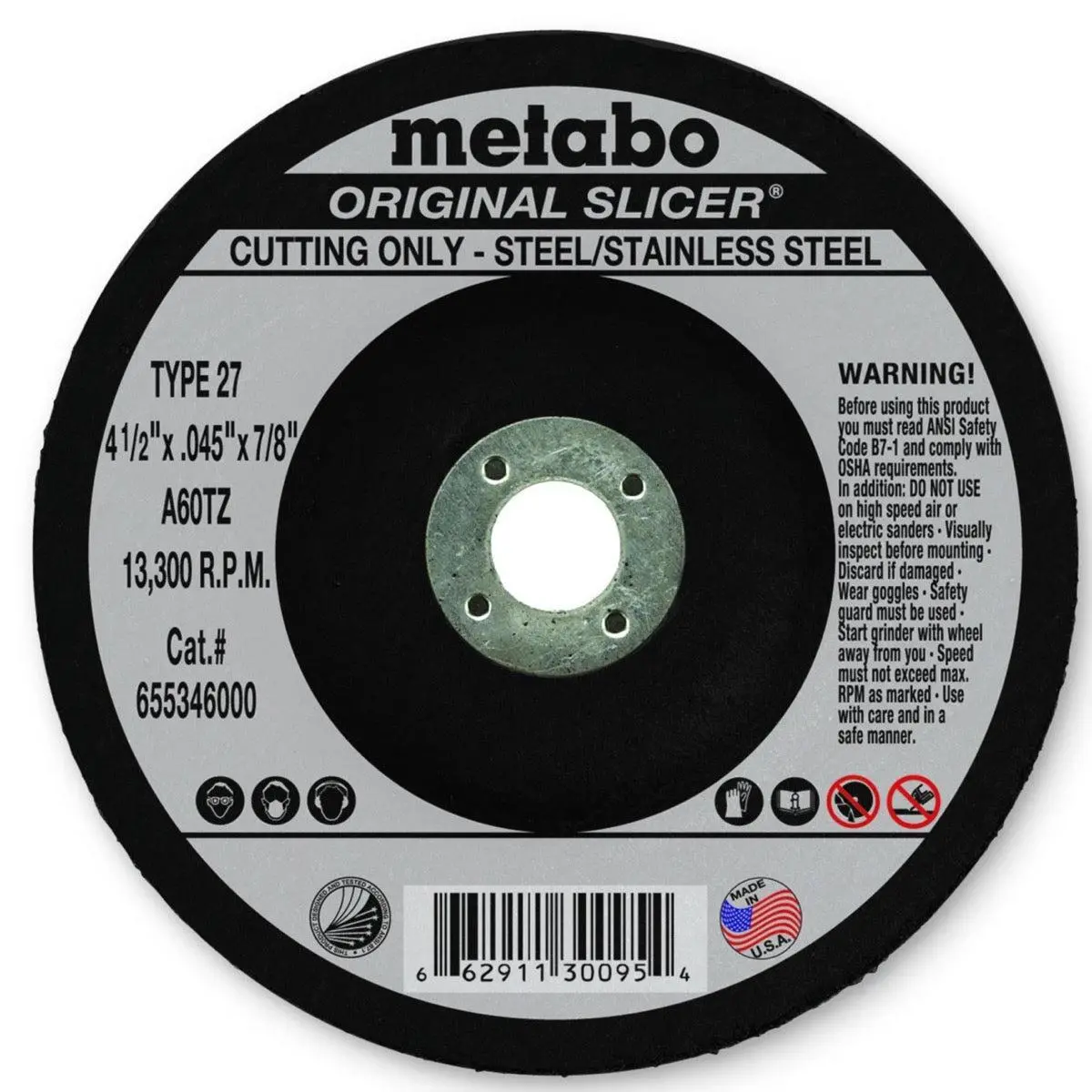 Metabo Type 27 Original Cutting Wheels 4.5X.045X7/8, 50/Pk - 655346000 1