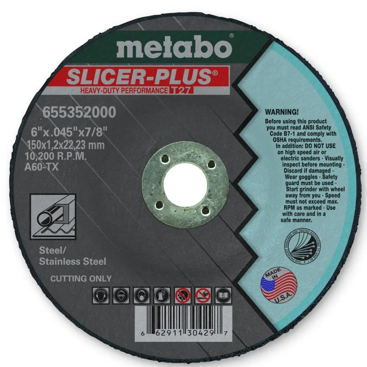 Metabo Type 27 Slicer-Plus Cut. Wheels 6X.045X7/8 50/Box - 655352000 1