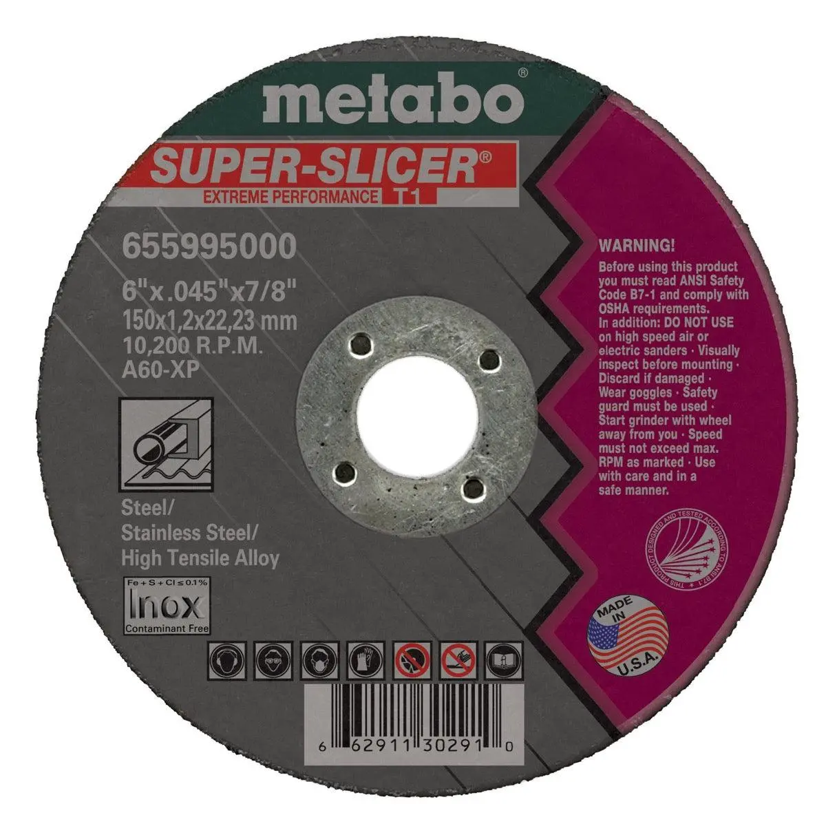 Metabo Type 1 Super-Slicer Cut. Wheels 6X.045X7/8 50/Bx - 655995000 1