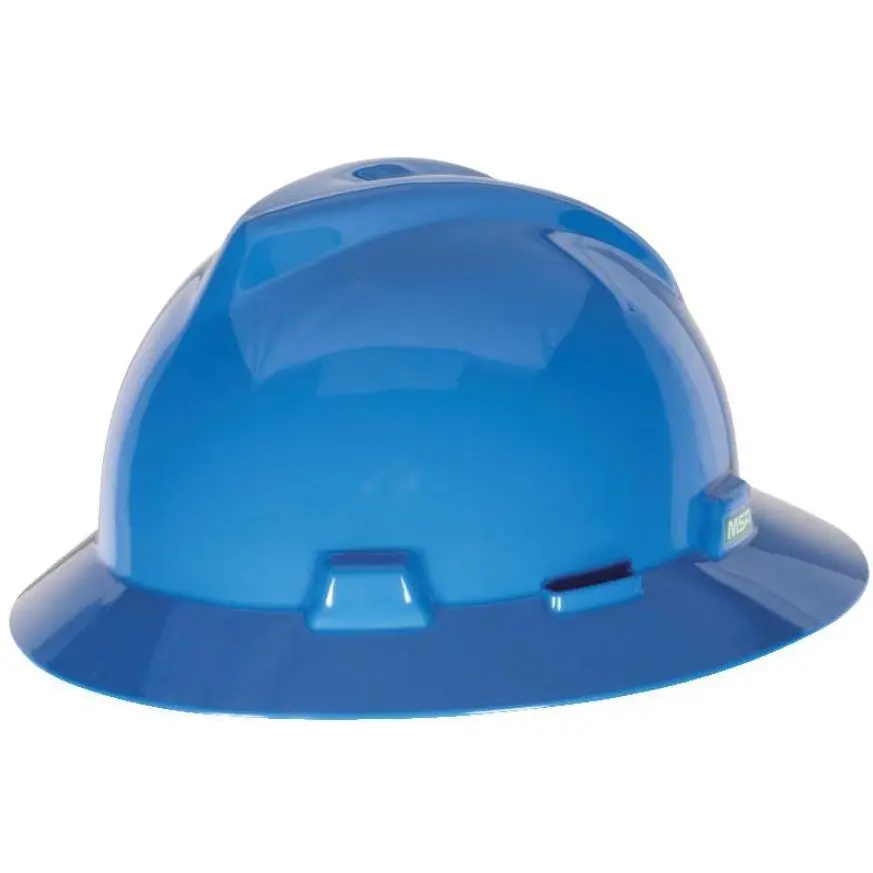 Msa V-Gard Full Brim Hard Hat W/ Staz-On Suspension, Slotted - 454732 1