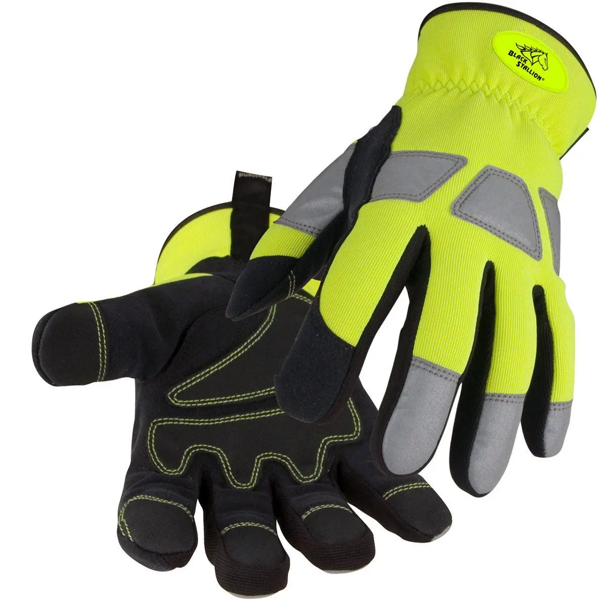 Black Stallion Synthetic Leather Palm Hi-Vis Mechanics Glove - 98Hv 1