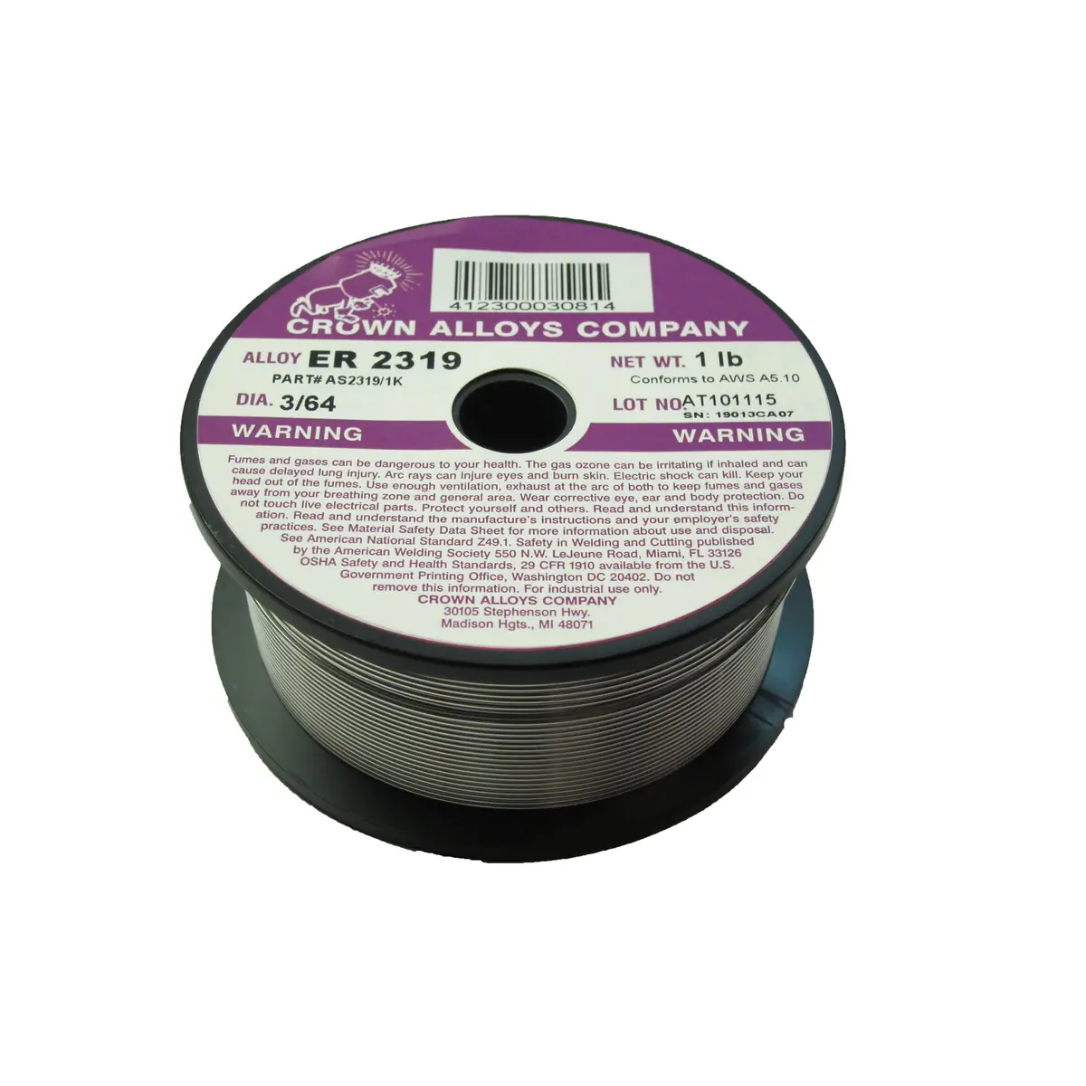 Crown Alloys Er 2319 - 3/64X1# Mig Welding Wire 1Lb Spool - As2319/1K 1