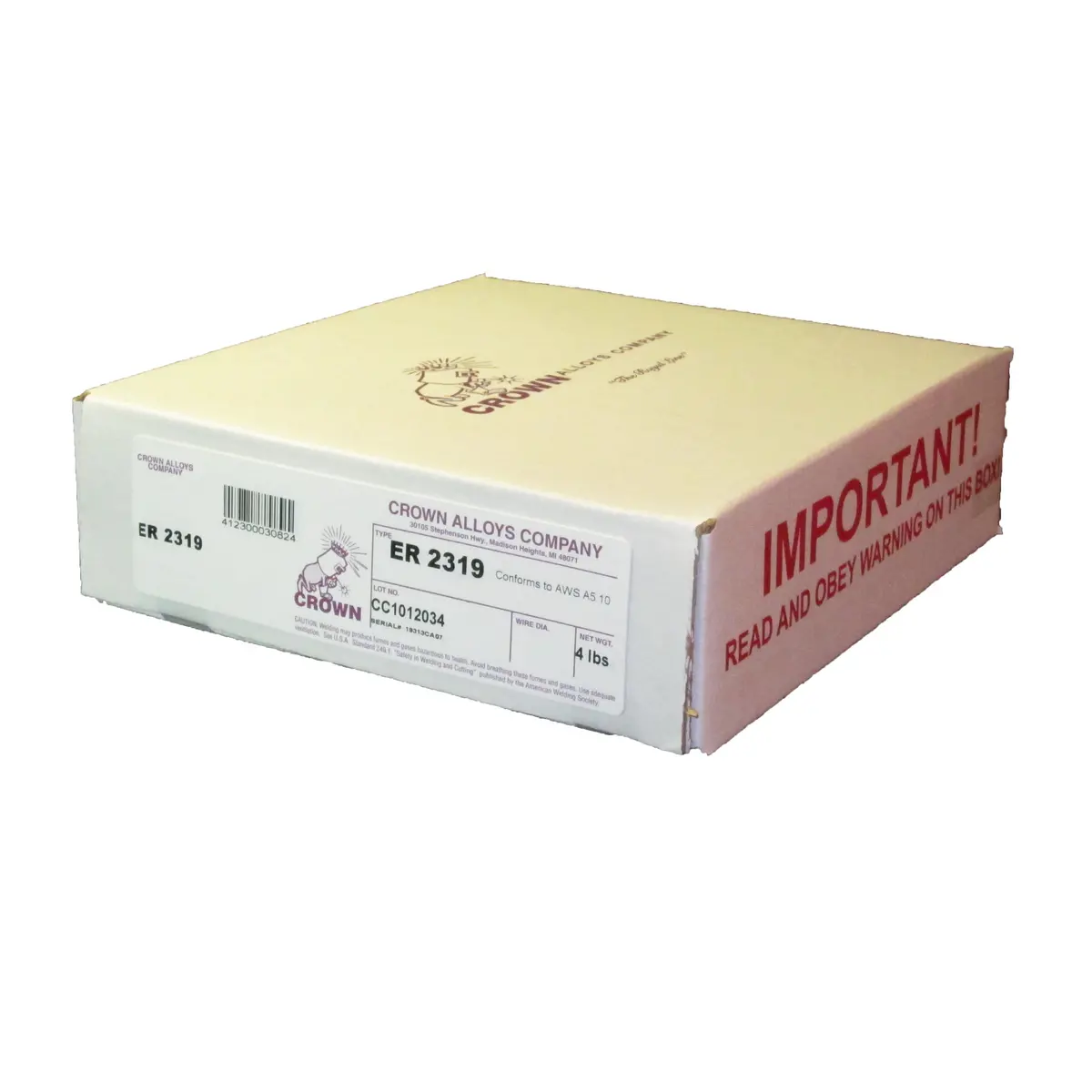 Crown Alloys Er 2319 - .035X8" Mig Welding Wire 4Lb Spool - As2319/2F 1