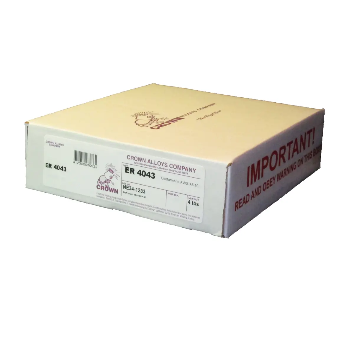 Crown Alloys Er 4043 - 3/64X8" Mig Welding Wire 4Lb Spool - As4043/2K 1