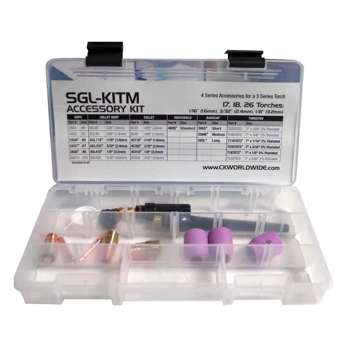 Ck Worldwide 3 Series High Amperage Stubby Gas Lens Accessory Kit - Sgl-Kitm 1