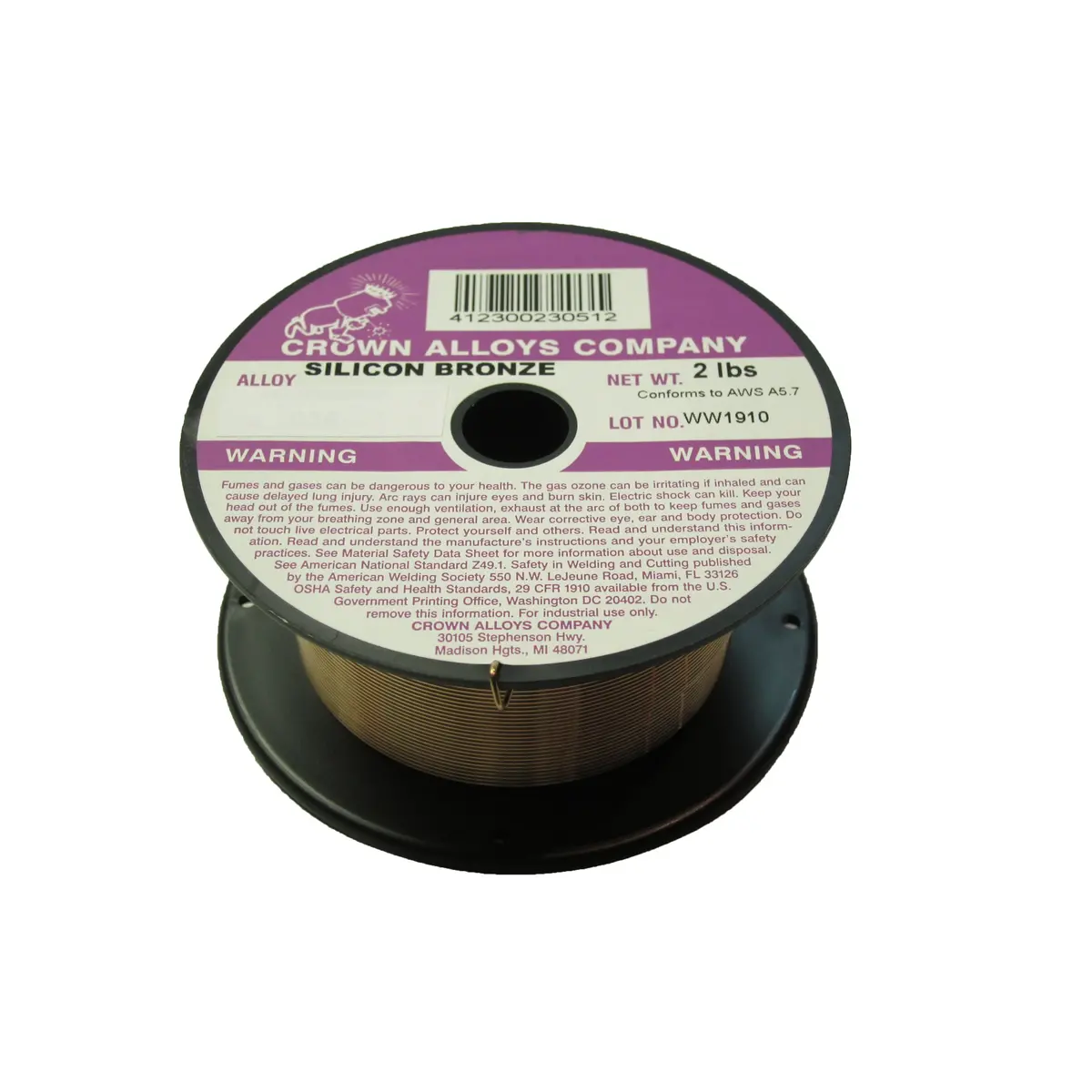 Crown Alloys Sil-Bronze .030X2# Mig Welding Wire 2Lb Spool - Cssib/1E 1