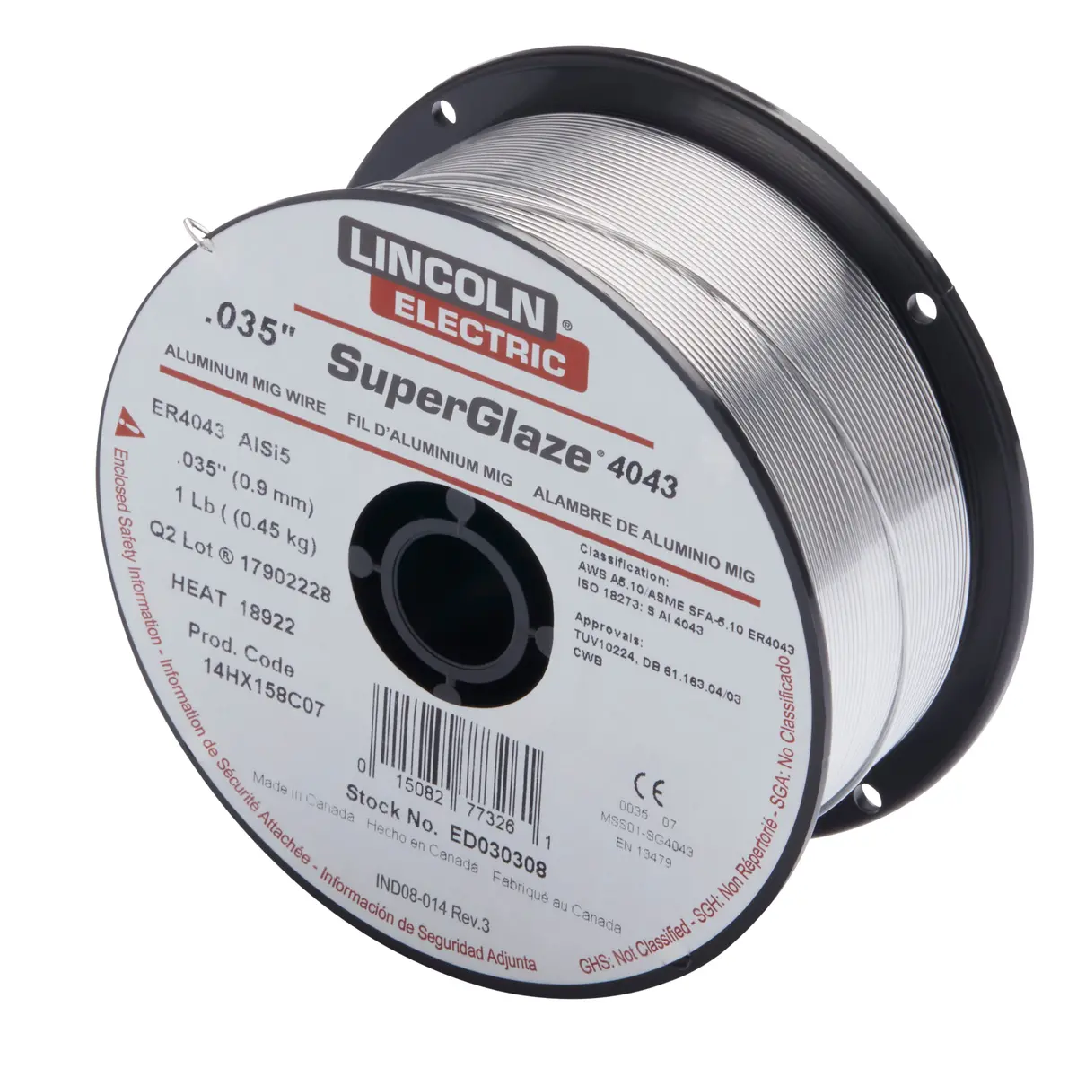Lincoln Superglaze 5356 Aluminum Mig Wire, .035" (1 Lb) - Ed030312 1