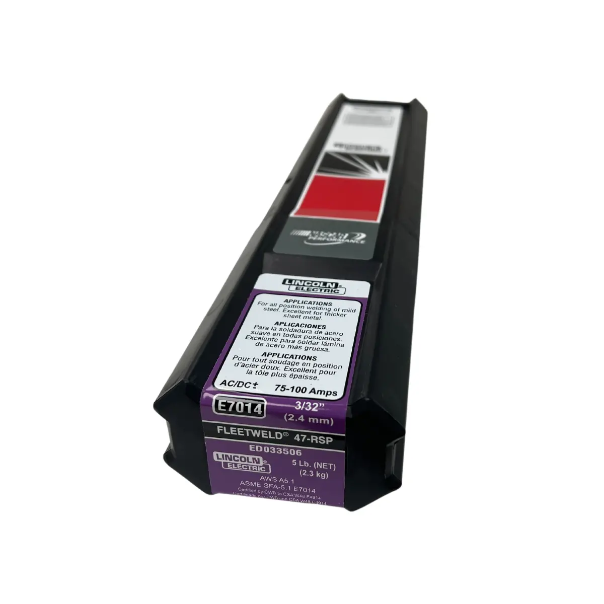 Lincoln Fleetweld 47 Stick Electrode E7014 3/32 5Lbs. - Ed033506 1