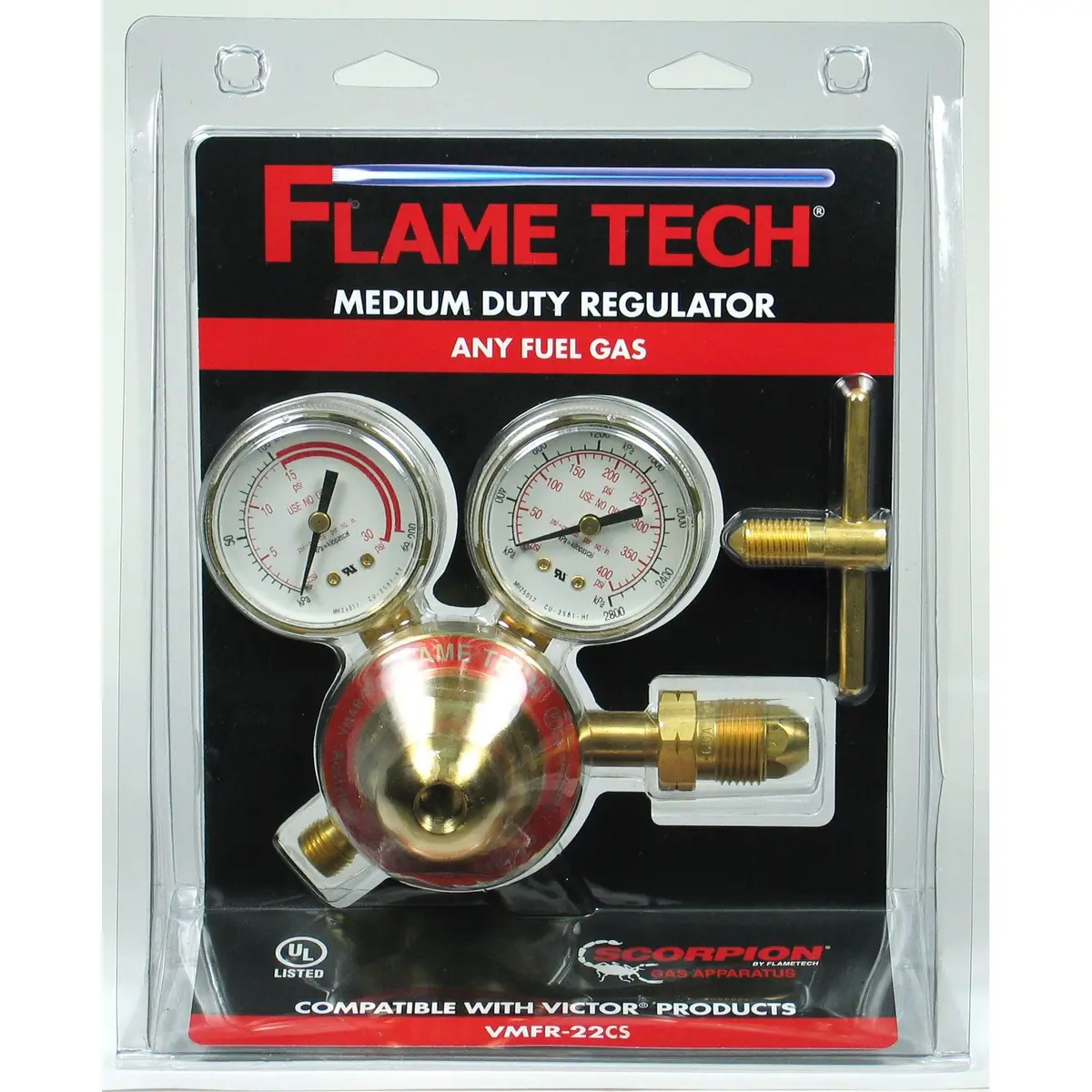 Flame Tech Medium Duty Fuel Gas Regulator Clamshelled - Vmfr-22Cs 1