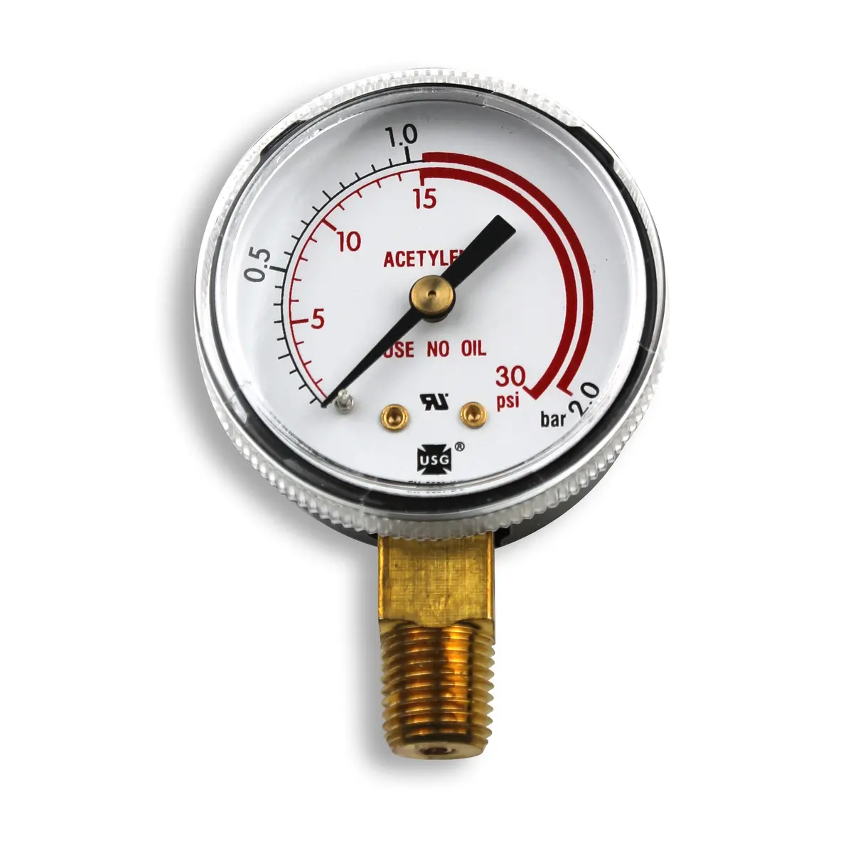 Smith 2" Pressure Gauge, 30 Psi/Bar Red Zone - Ga134-03 1