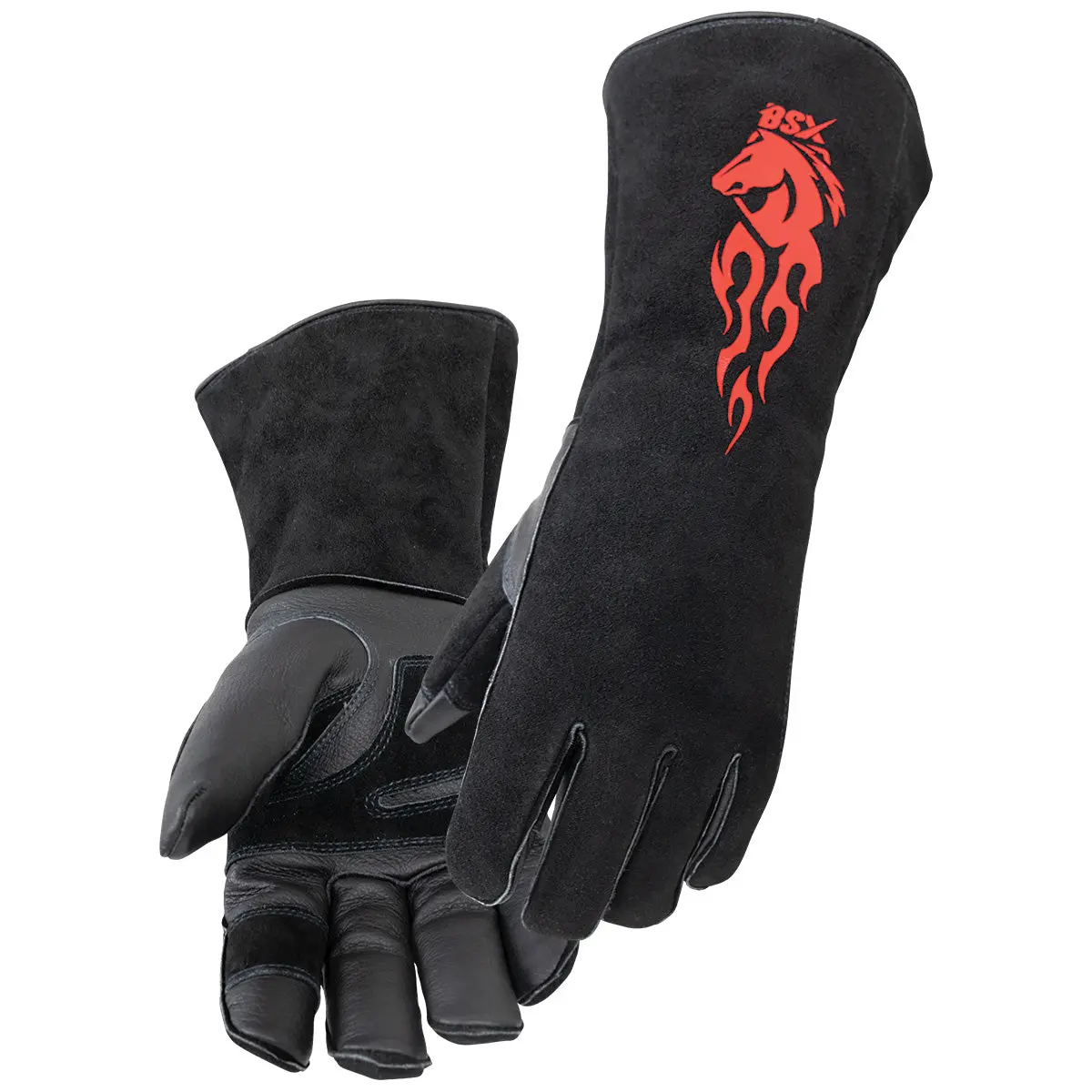 Black Stallion Bsx Extended Cuff Grain Pigskin Palm Stick Glove - Gs3030-Bk 1