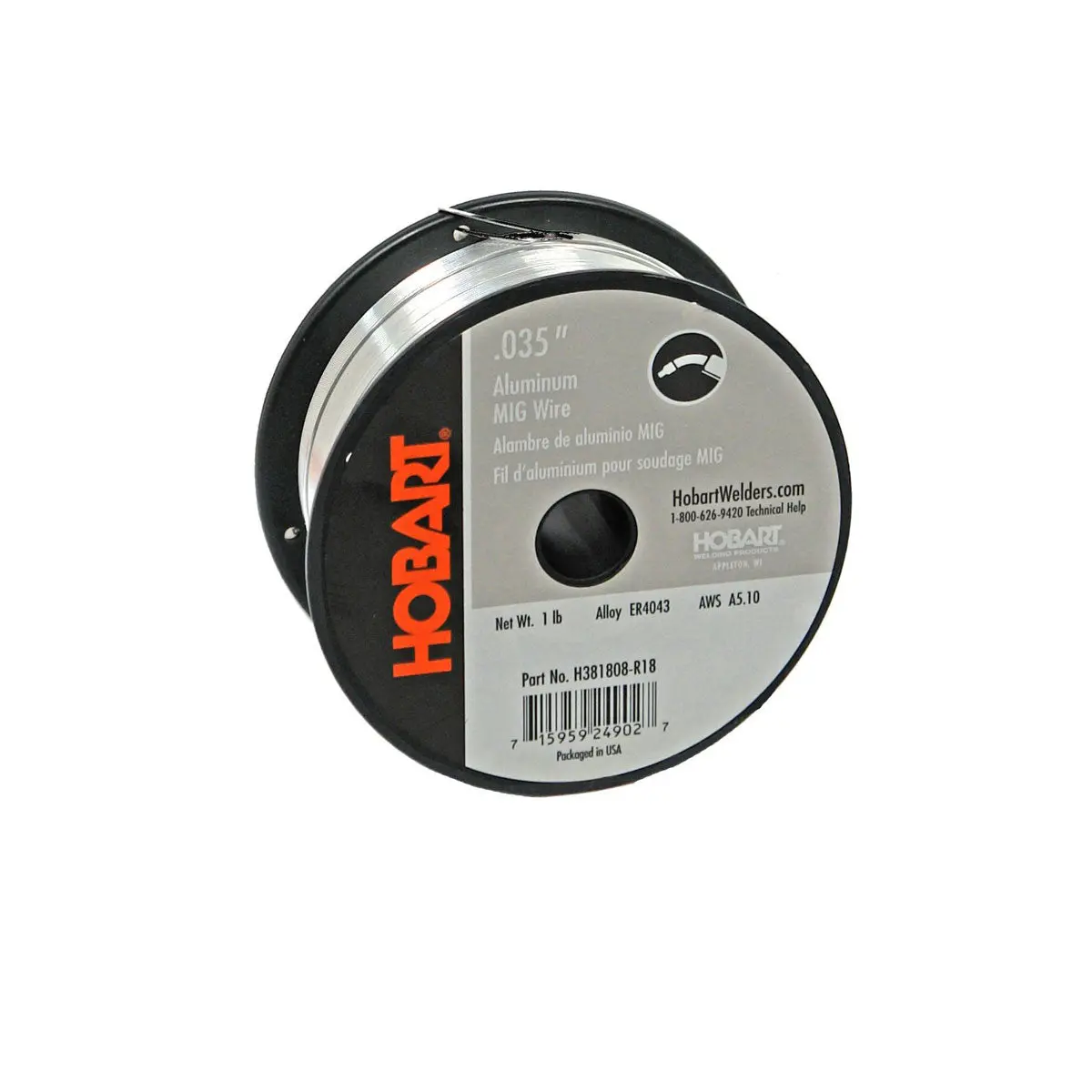 Hobart Er4043 Maxal 4043 Aluminum Mig Weld Wire - .035 1# - 404303504 1