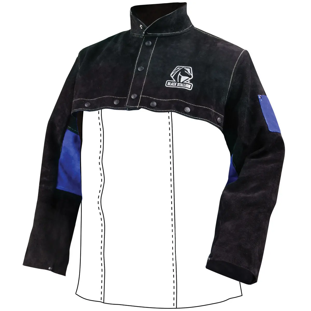 Black Stallion Color Block Leather Cape Sleeves - Jl1021-Bb 1