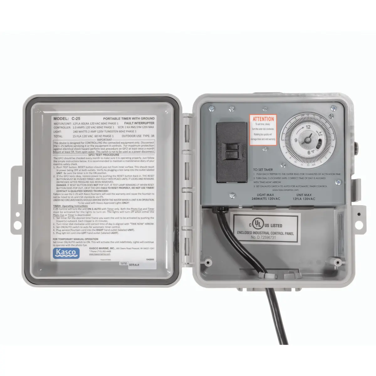 Kasco C-25 120V Control Panel With Timer & Photocell 1