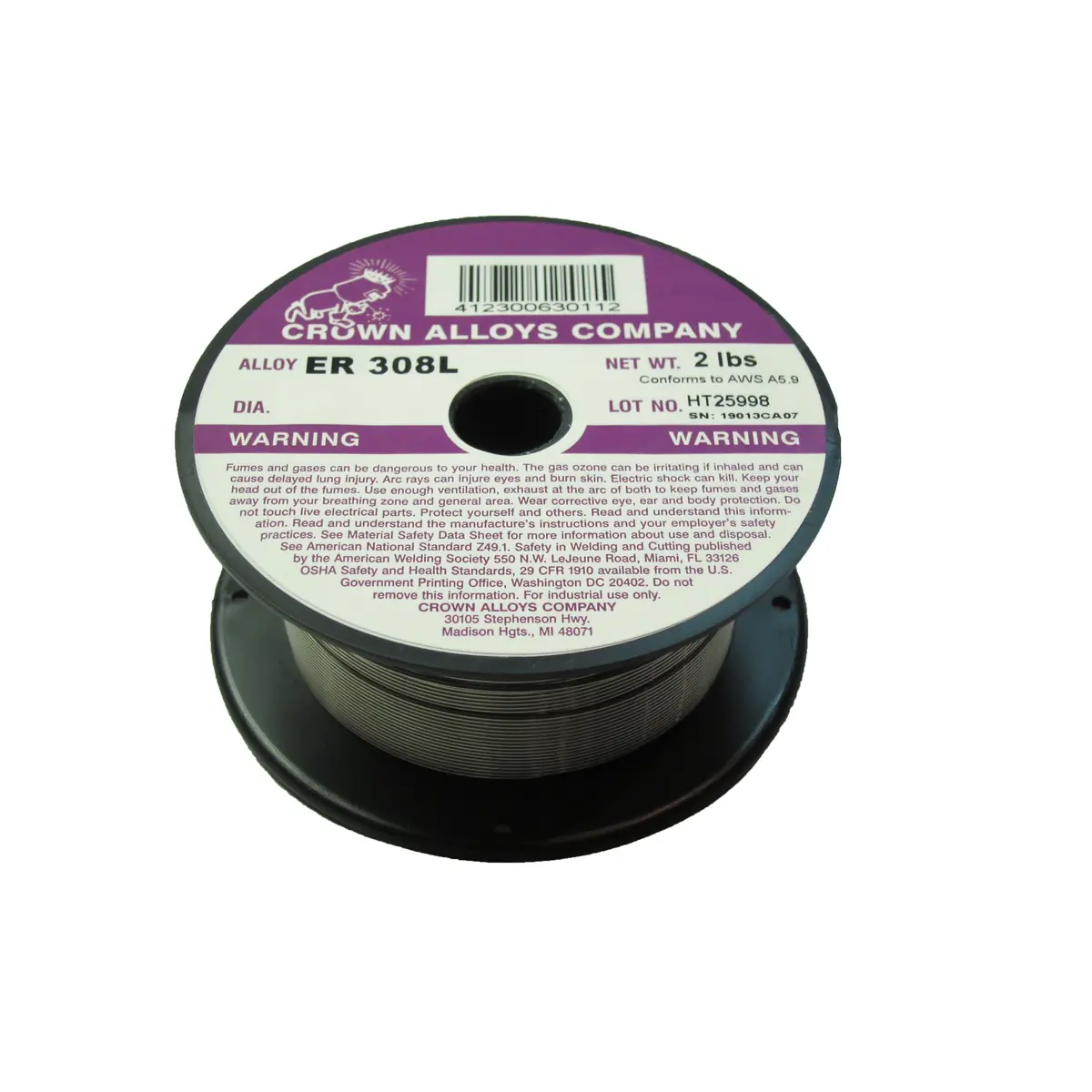 Crown Alloys Er 308L - .030X2# Mig Welding Wire 2Lb Spool - Ss308/1Xe 1