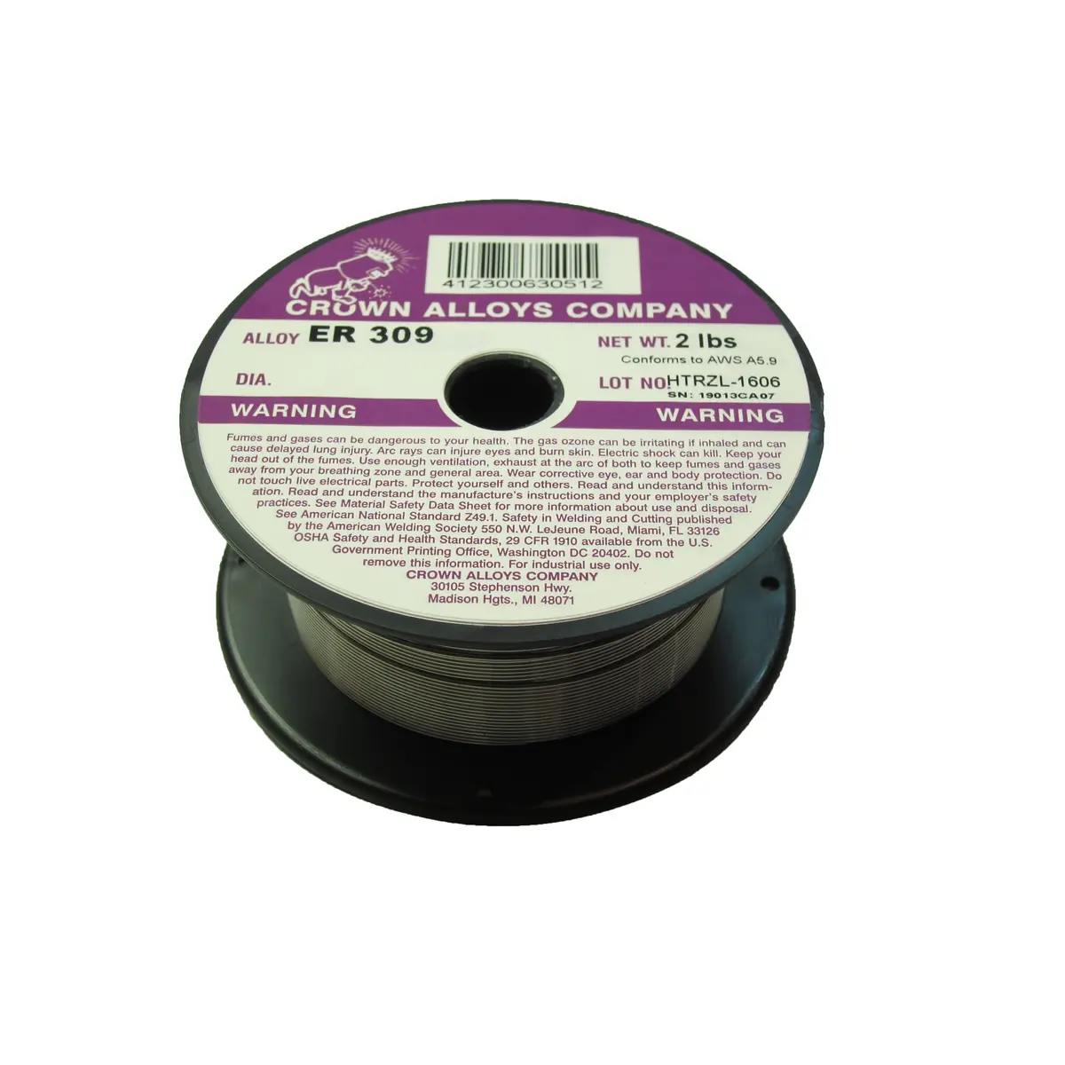 Crown Alloys Er 309 - .045X2# Mig Welding Wire - 2 Lb Spool - Ss309/1G 1