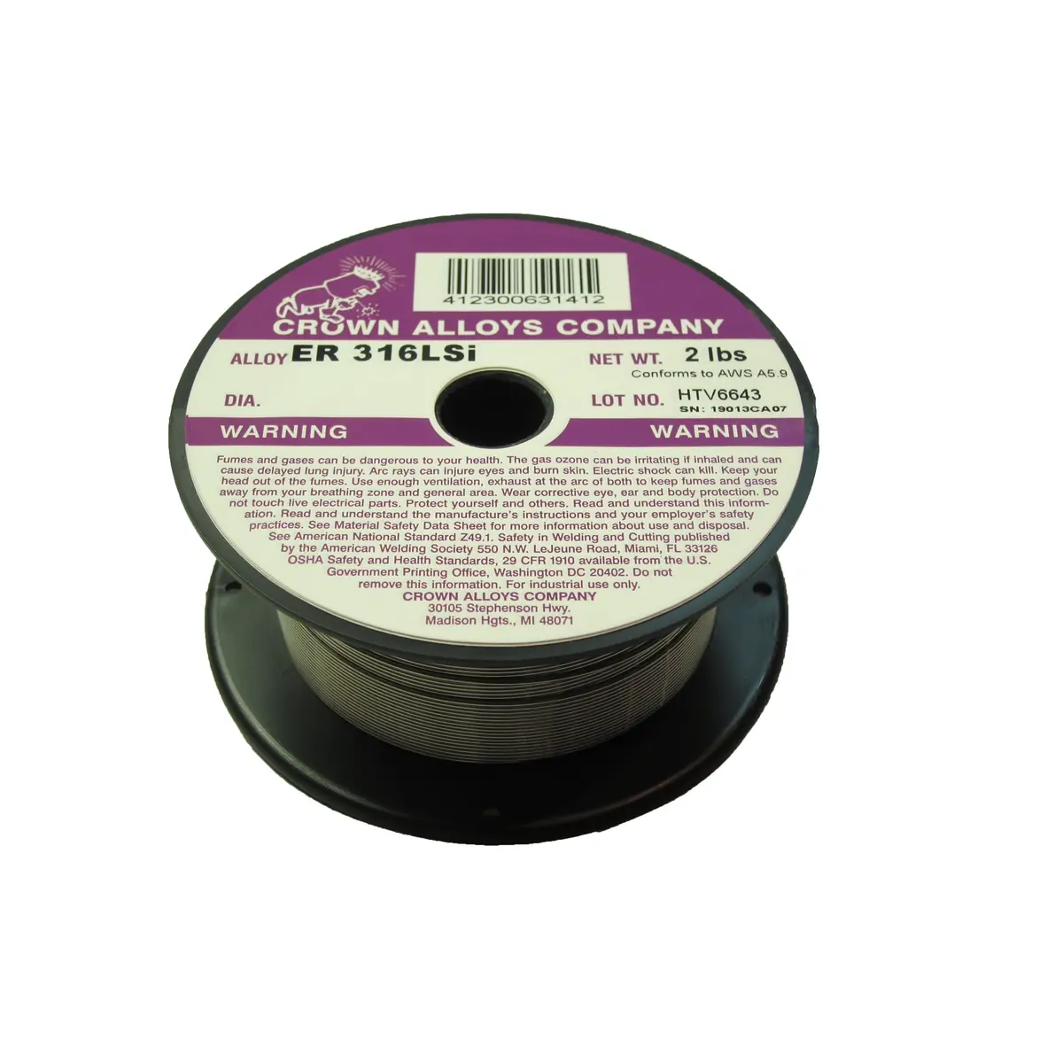 Crown Alloys Er 316Lsi .045X2# Mig Welding Wire 2Lb Spool - Ss316/1Zg 1