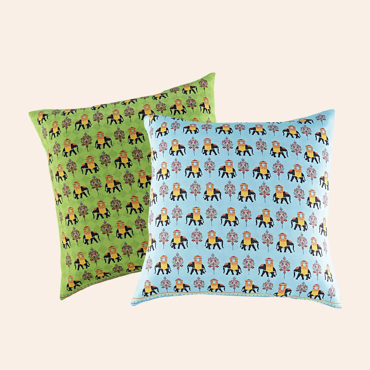 Royal Tusker Satin Cushion Covers - 16 In X 16 In - Set Of 2 1
