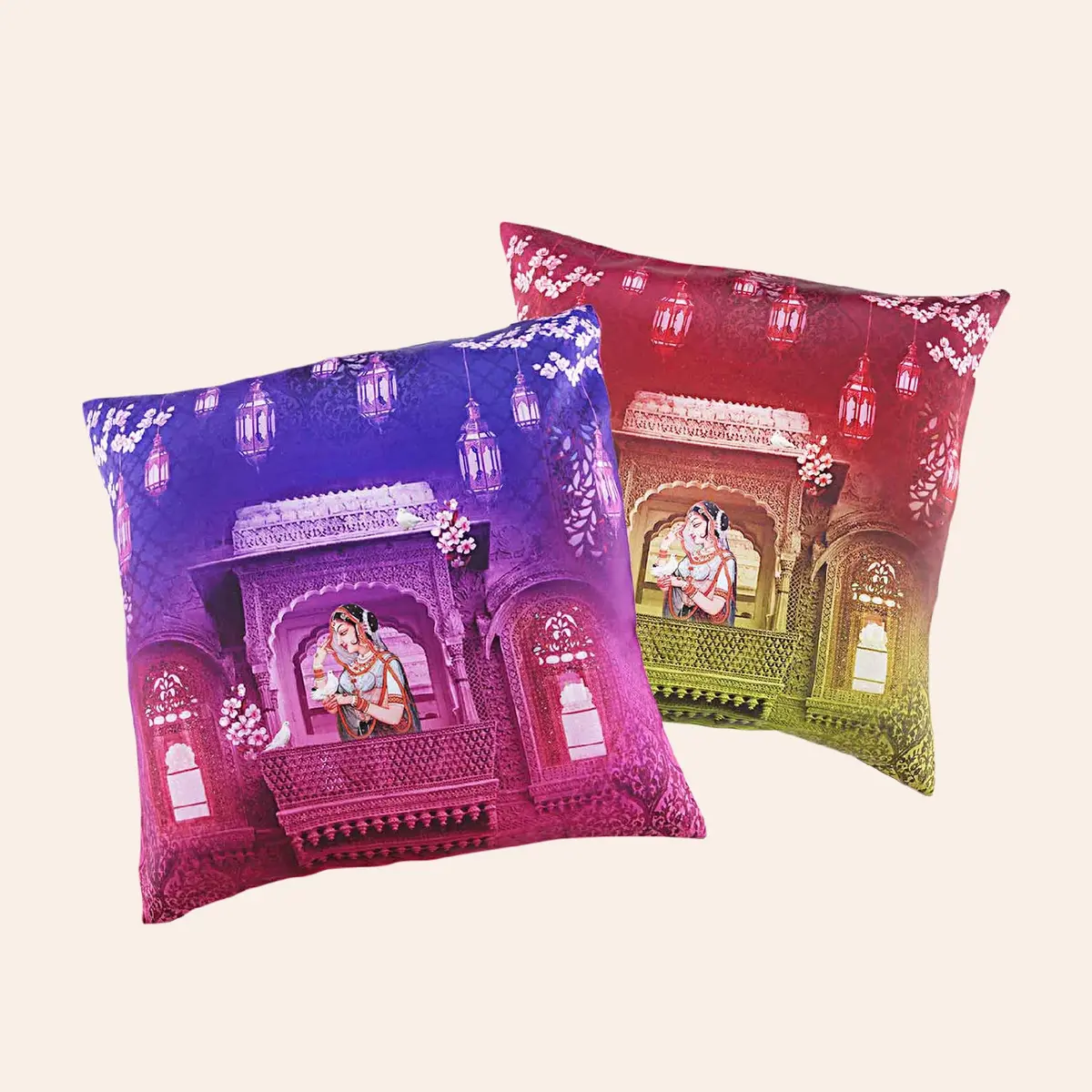 Bani Thani Satin Cushion Covers - 16 In X 16 In - Set Of 2 1