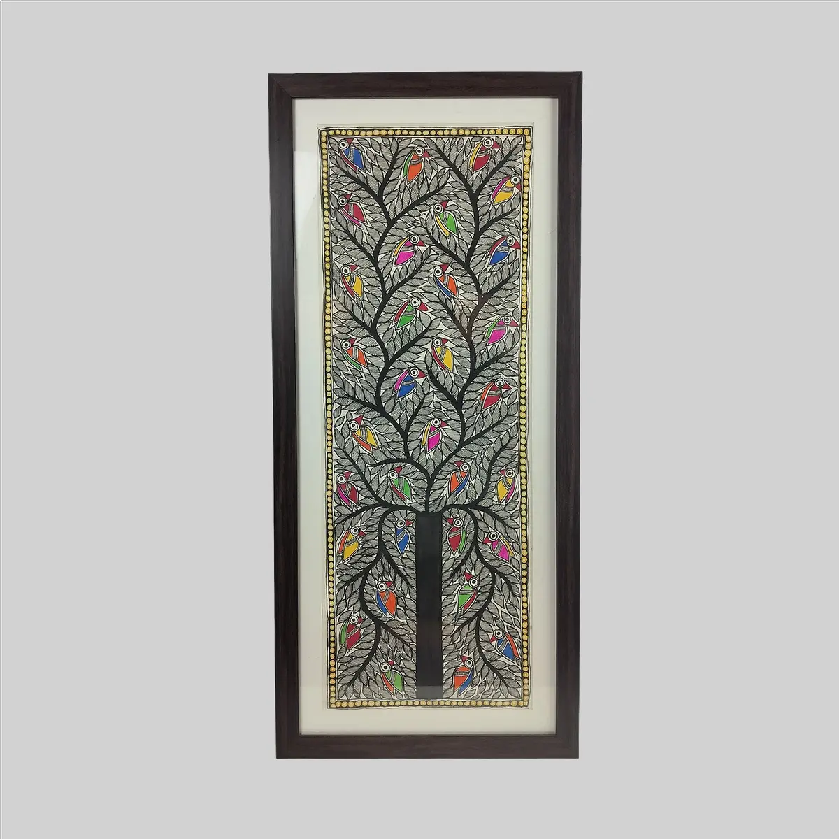 Madhubani Tree Of Life Painting (Frame) - 30 In X 11 In 1