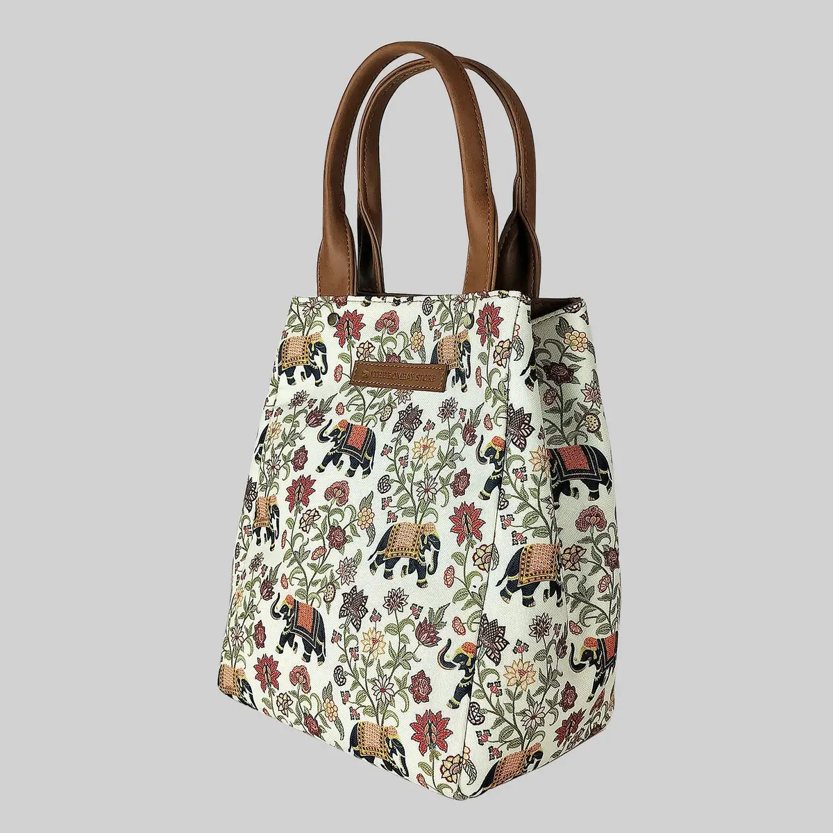 Elephant Floral Poly Canvas Lunch Bag 2