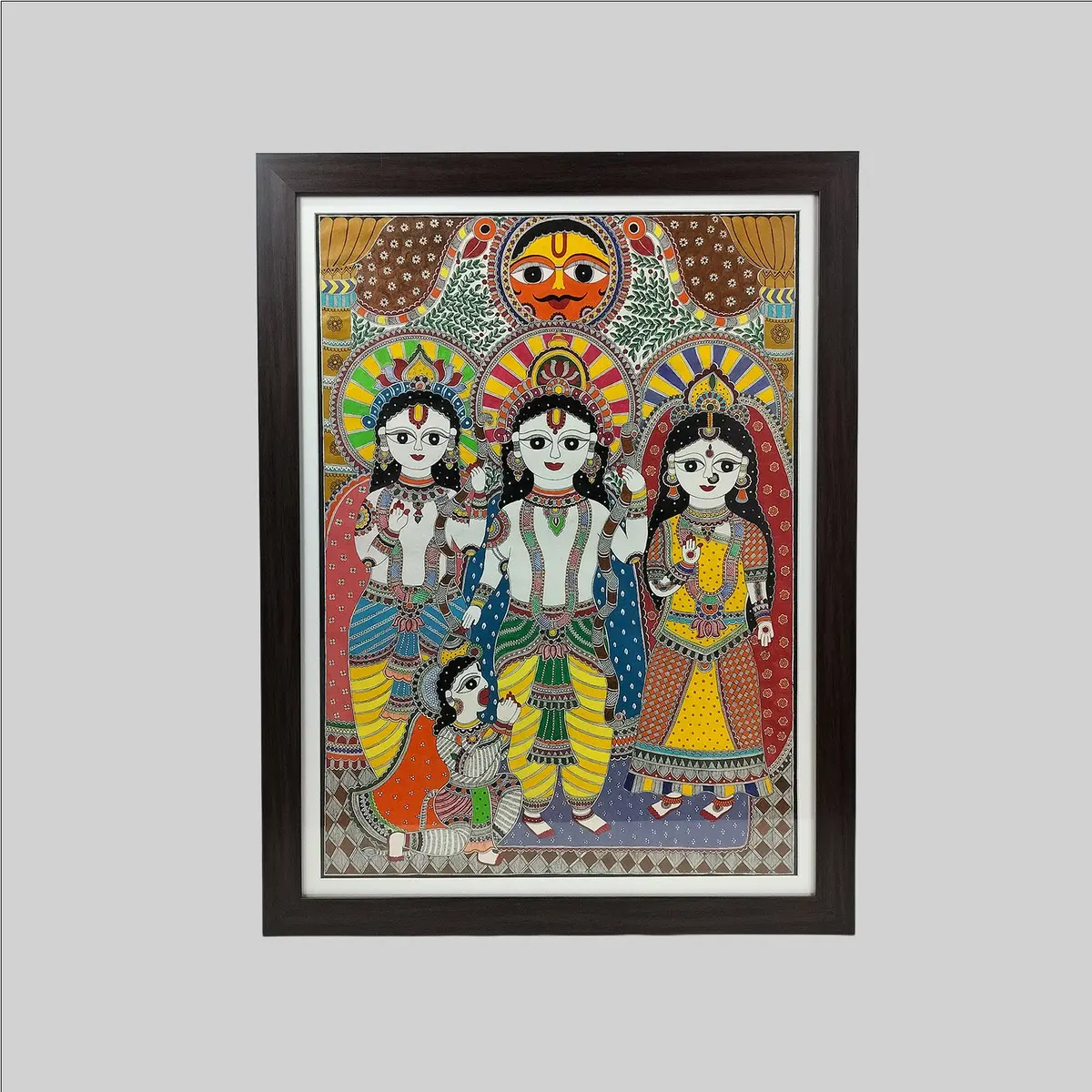 Madhubani Ram Darbar Painting (Frame) - 22 In X 30 In 1