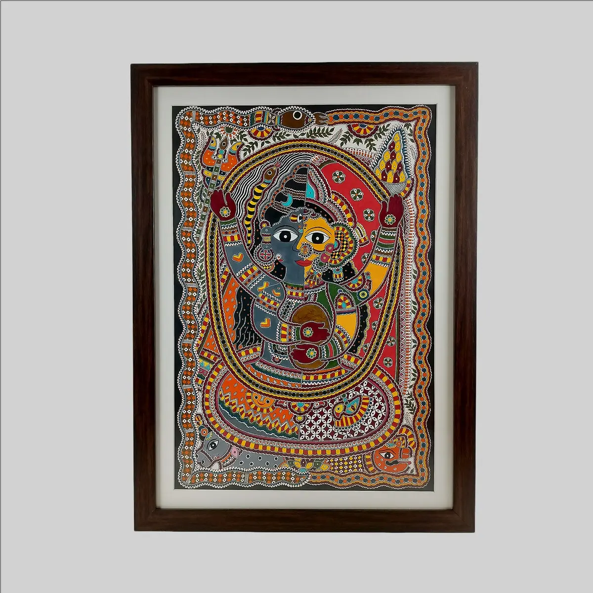Madhubani Ardhnareshwar Painting (Frame) - 15 In X 22 In 1