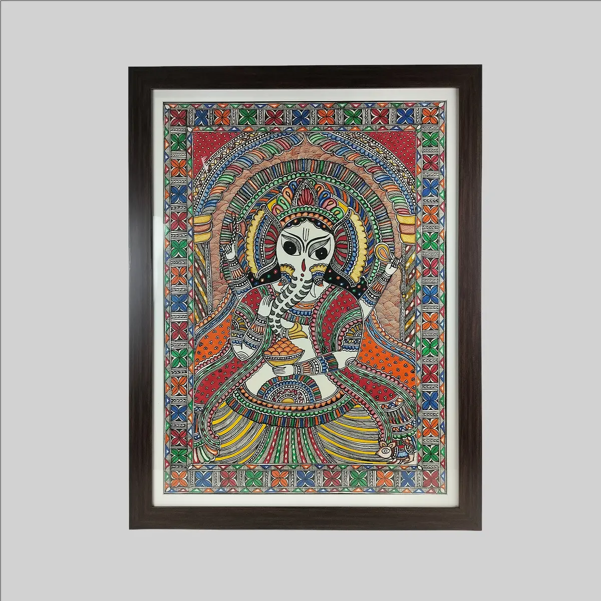 Madhubani Ganesha Painting (Frame) - 22 In X 30 In 1