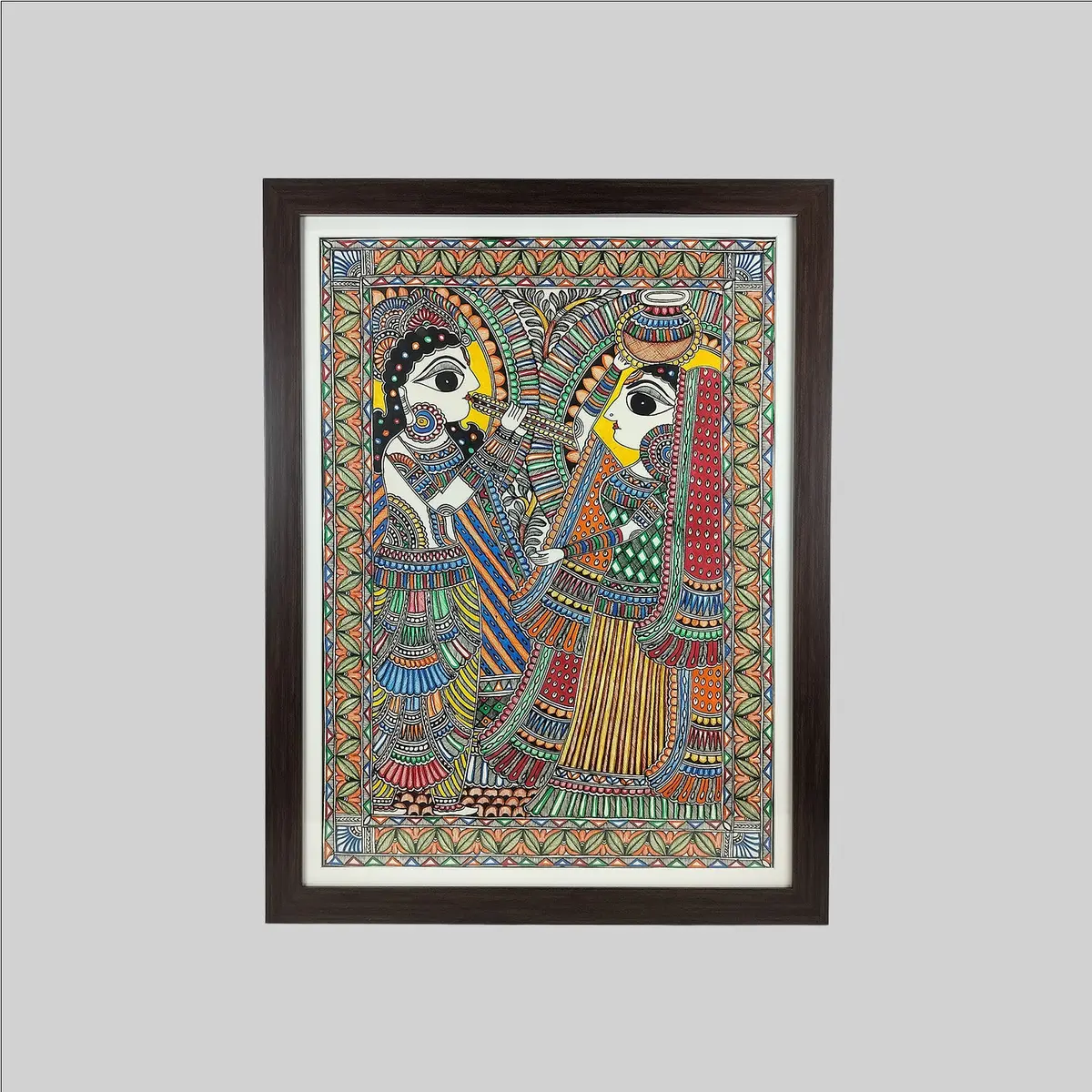 Madhubani Radha Krishna Painting (Frame) - 22 In X 30 In 1