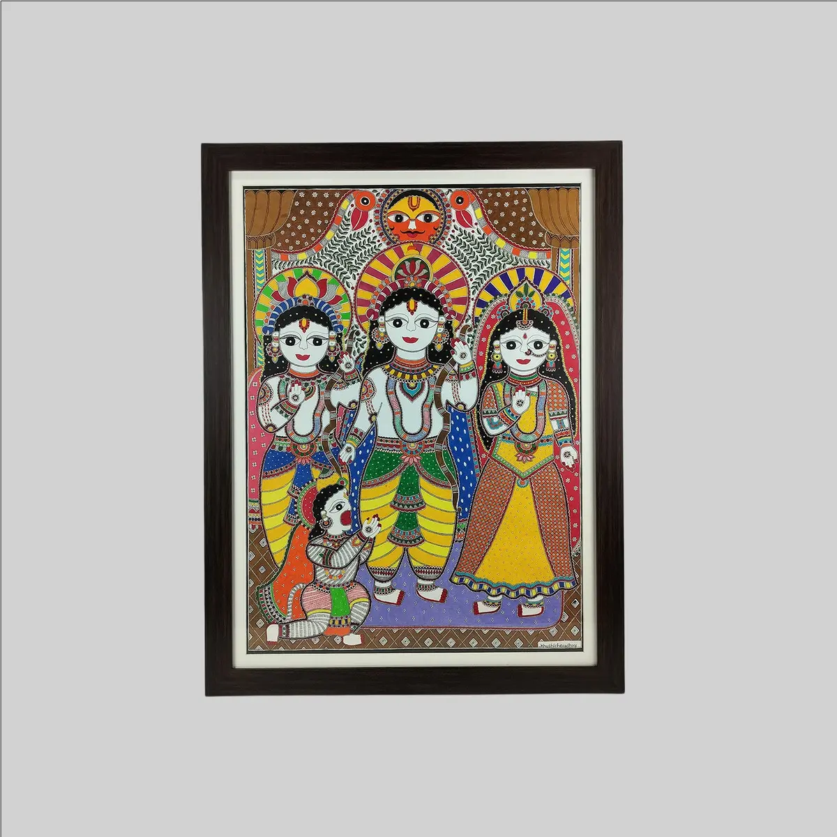 Madhubani Ram Darbar Painting (Frame) - 22 In X 30 In 1