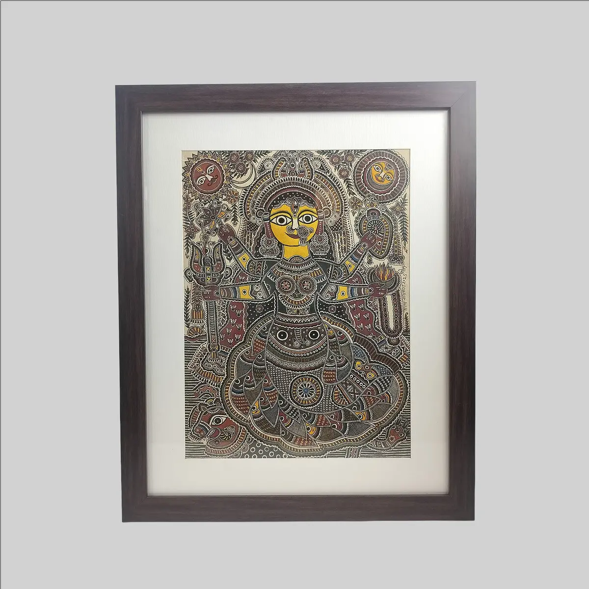 Madhubani Parvati Matsya Avatar Painting (Frame) - 11 In X 15 In 1