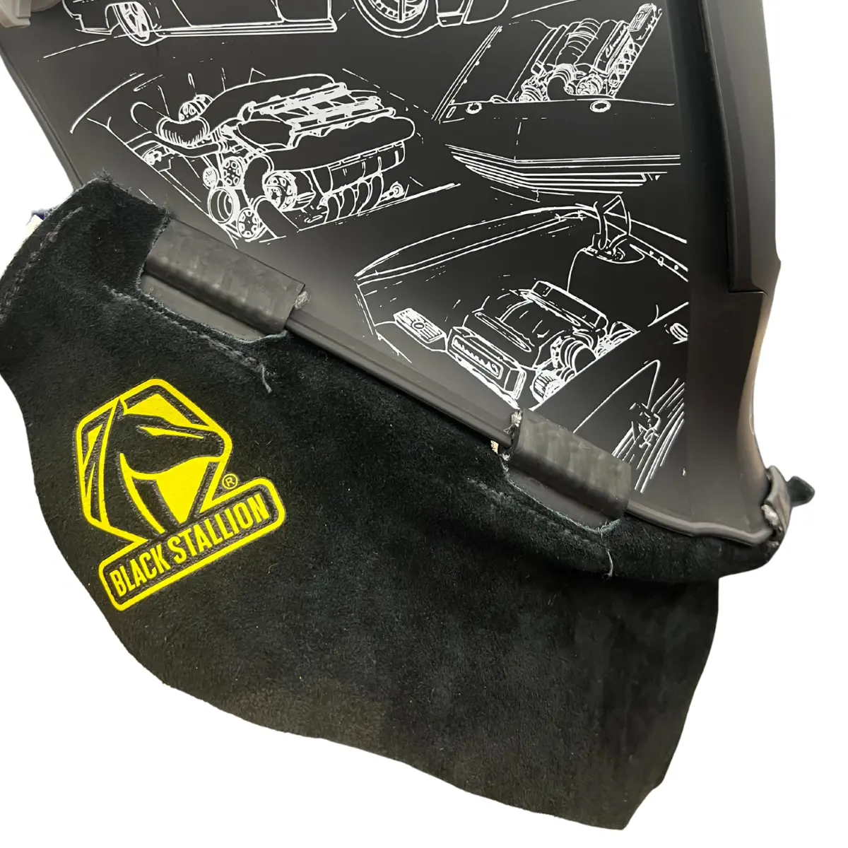 Black Stallion Split Cowhide Wrap-Around Helmet Bib - Ah5040-Bk 1