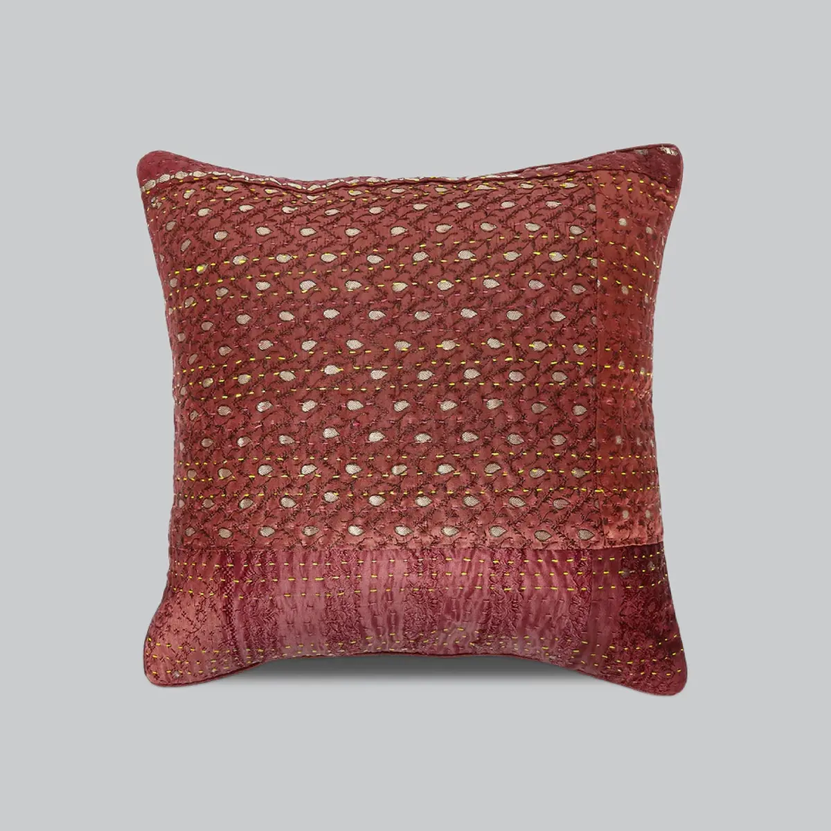 Cushion Cover With Kantha Work 16 X 16 In (Assorted Colour & Design) 1