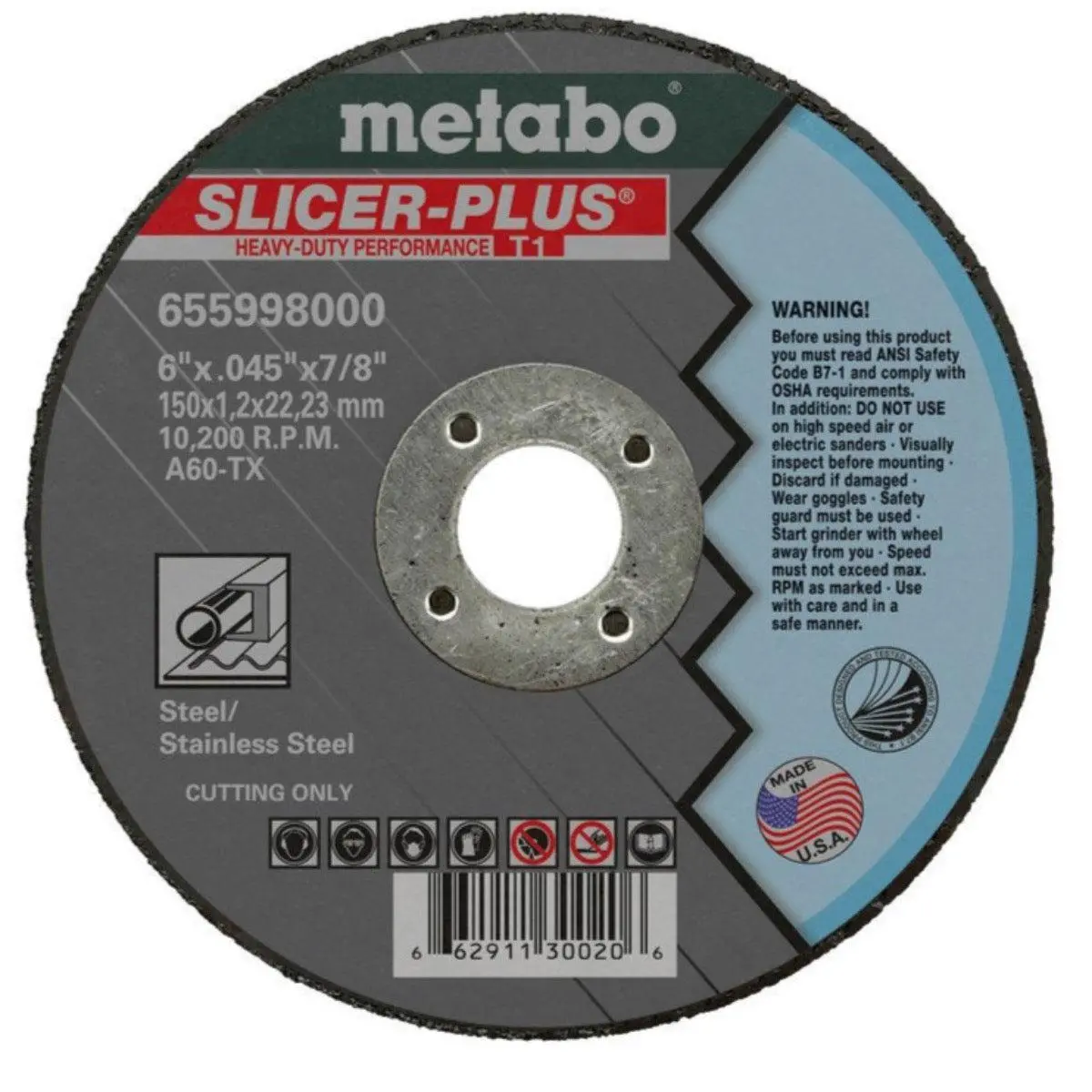 Metabo Type 27 Slicer-Plus High Wheels 4.5X.045X7/8 50/Bx - 655351000 1